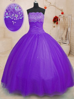 Sequins Ball Gowns Sweet 16 Dress Multi-color Sweetheart Tulle Sleeveless Floor Length Lace Up