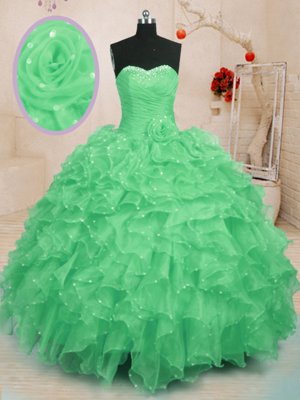 High Quality Royal Blue Sleeveless Floor Length Beading and Ruffles and Ruching Lace Up Vestidos de Quinceanera