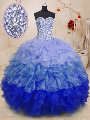 Sequins Multi-color Sleeveless Tulle Lace Up Sweet 16 Dresses for Prom and Party