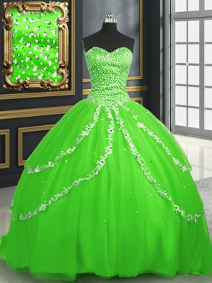 Best Selling Sleeveless Organza Floor Length Side Zipper Quinceanera Dress in Multi-color for with Beading and Ruffles