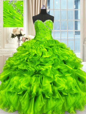 Vintage Ball Gowns Sweet 16 Dress Sweetheart Organza Sleeveless Floor Length Lace Up