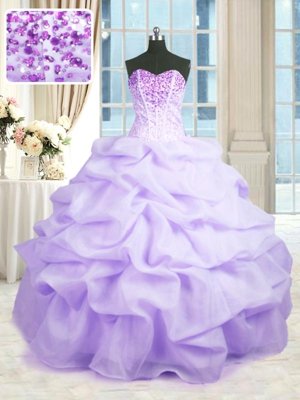 Flirting Organza Sweetheart Sleeveless Lace Up Beading and Ruffles Quinceanera Dress in Gold