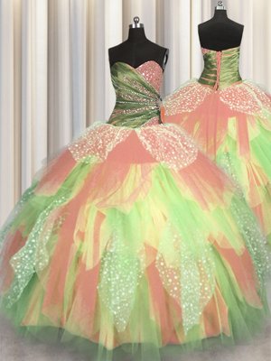 Floor Length Multi-color Sweet 16 Dress Sweetheart Sleeveless Lace Up