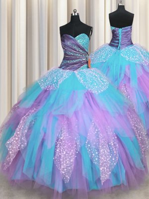 Vintage Sweetheart Sleeveless Tulle 15th Birthday Dress Beading and Ruching Lace Up