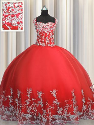 Great Handcrafted Flower Baby Blue Ball Gowns Sweetheart Sleeveless Organza Floor Length Lace Up Beading and Ruffles and Hand Made Flower 15 Quinceanera Dress
