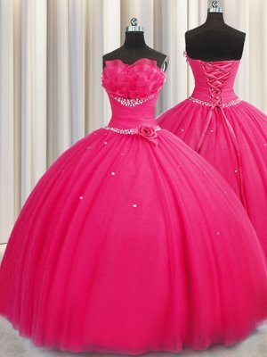 Best Baby Pink Ball Gowns Taffeta Strapless Sleeveless Beading and Appliques Floor Length Lace Up Quinceanera Gowns