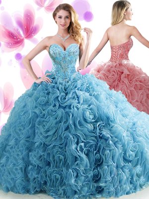 Chic Ruffled Ball Gowns Sweet 16 Dress Orange Sweetheart Organza Sleeveless Floor Length Lace Up