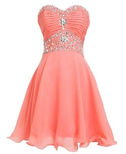 Watermelon Red Sleeveless Organza Lace Up Cocktail Dresses for Prom and Party