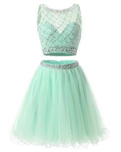 New Arrival Green Sleeveless Organza Side Zipper Club Wear for Prom and Party