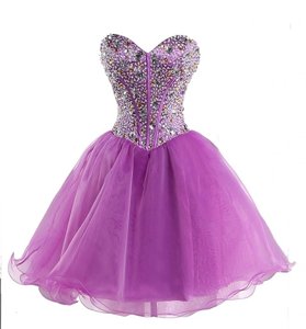 Noble Organza Sleeveless Mini Length Cocktail Dress and Beading