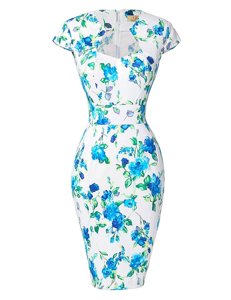 Knee Length Zipper Cocktail Dresses Blue And White and In for Prom and Party with Pattern and Belt
