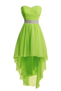 Free and Easy Sweetheart Sleeveless Cocktail Dresses High Low Belt Organza