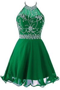 Cheap Scoop Green Organza Zipper Cocktail Dress Sleeveless Mini Length Beading and Belt