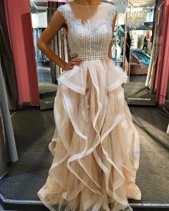 Halter Top Sleeveless Beading Zipper Dress for Prom