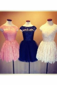 Beauteous Scoop Cap Sleeves Lace Club Wear Embroidery Backless