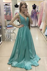 Customized Sleeveless Sweep Train Zipper With Train Beading Homecoming Party Dress