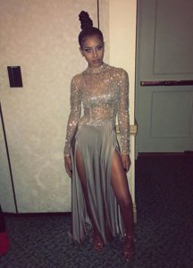 Fantastic A-line Prom Party Dress Grey Scoop Satin Long Sleeves Floor Length Zipper