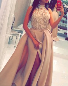 Mermaid Sleeveless Sweep Train Beading and Appliques Zipper Prom Evening Gown