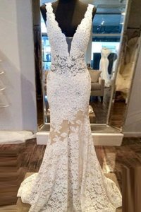 Inexpensive Mermaid Lace Sleeveless Beading Zipper Homecoming Dress with White Sweep Train