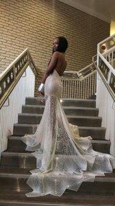 Cheap Mermaid Silver Homecoming Dress Prom and For with Lace Halter Top Sleeveless Court Train Backless
