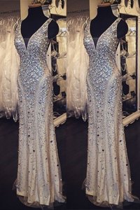 One Shoulder Sleeveless Chiffon Beading Criss Cross