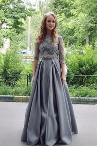 Beautiful Scoop 3|4 Length Sleeve Lace Zipper Evening Dress