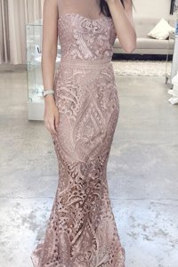 Sexy Mermaid Scoop Lace Sleeveless Floor Length Evening Outfits and Lace