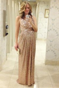 Beauteous V-neck Sleeveless Sequined Evening Gowns Pleated Lace Up