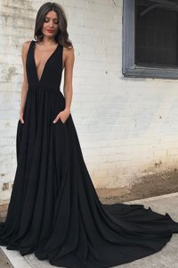 Chiffon Sleeveless With Train Formal Evening Gowns Court Train and Ruching