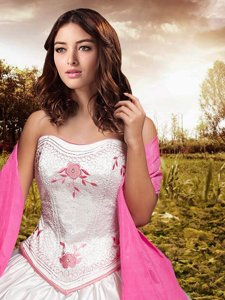 White Sleeveless Taffeta Lace Up Sweet 16 Dress for Military Ball and Sweet 16 and Quinceanera