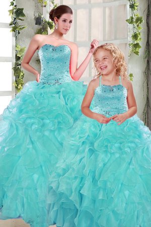Coral Red Sweetheart Lace Up Beading and Ruffles Sweet 16 Dresses Sleeveless