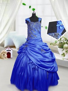 Cheap Straps Sleeveless Satin Party Dresses Beading and Pick Ups Lace Up
