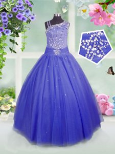 Sleeveless Beading Side Zipper Pageant Gowns For Girls