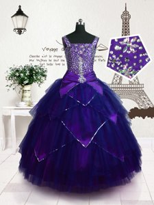 Dazzling Halter Top Floor Length Zipper Kids Pageant Dress Green and In for Party and Wedding Party with Beading and Ruffles