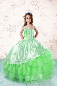 Sequins Floor Length Ball Gowns Sleeveless Multi-color Kids Formal Wear Lace Up