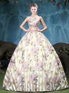 Best Multi-color Sweet 16 Quinceanera Dress Military Ball and Sweet 16 and Quinceanera and For with Appliques and Pattern Straps Sleeveless Lace Up