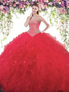 Nice Tulle Sleeveless Floor Length Sweet 16 Dresses and Beading