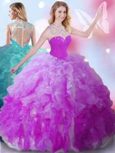 Customized Floor Length Zipper Ball Gown Prom Dress Multi-color and In for Military Ball and Sweet 16 and Quinceanera with Beading