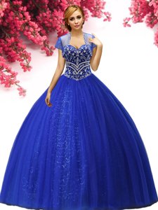 Trendy Sweetheart Sleeveless Tulle Sweet 16 Dresses Beading Lace Up