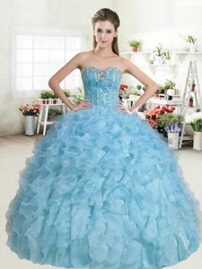 Admirable Multi-color Tulle Lace Up Ball Gown Prom Dress Sleeveless Floor Length Beading